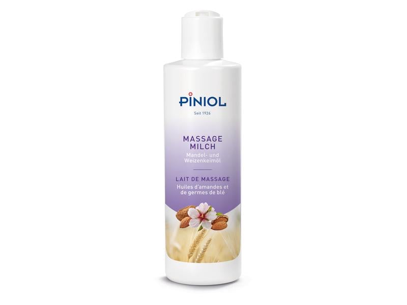 Piniol Massagemilch Mandel-Weizenkeimöl 250ml, rückfettend mit Vitamin E, für Massage und Hautpflege