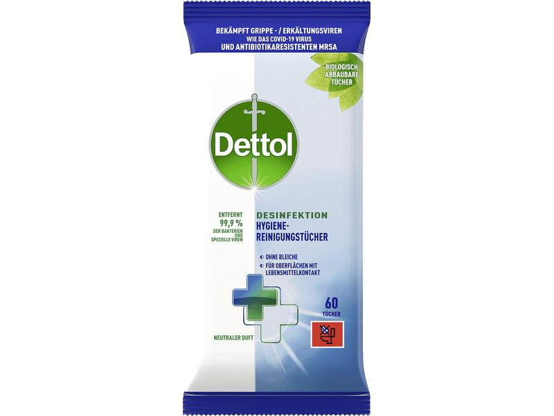 Lingettes hygiéniques désinfectantes Dettol 60 pièces