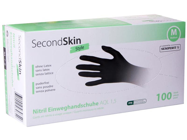 semperit nitril handschuhe SecondSkin Einweghandschuh Nitril Style Grösse M, schwarz, 100 Stück