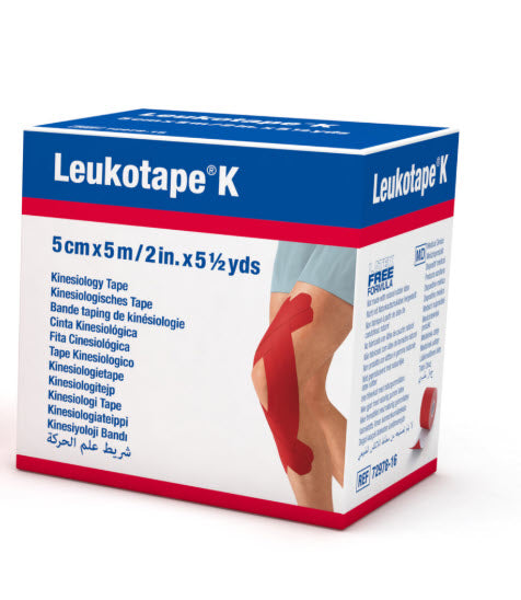 Bande élastique Leukotape K rouge, 5 cm x 5 m