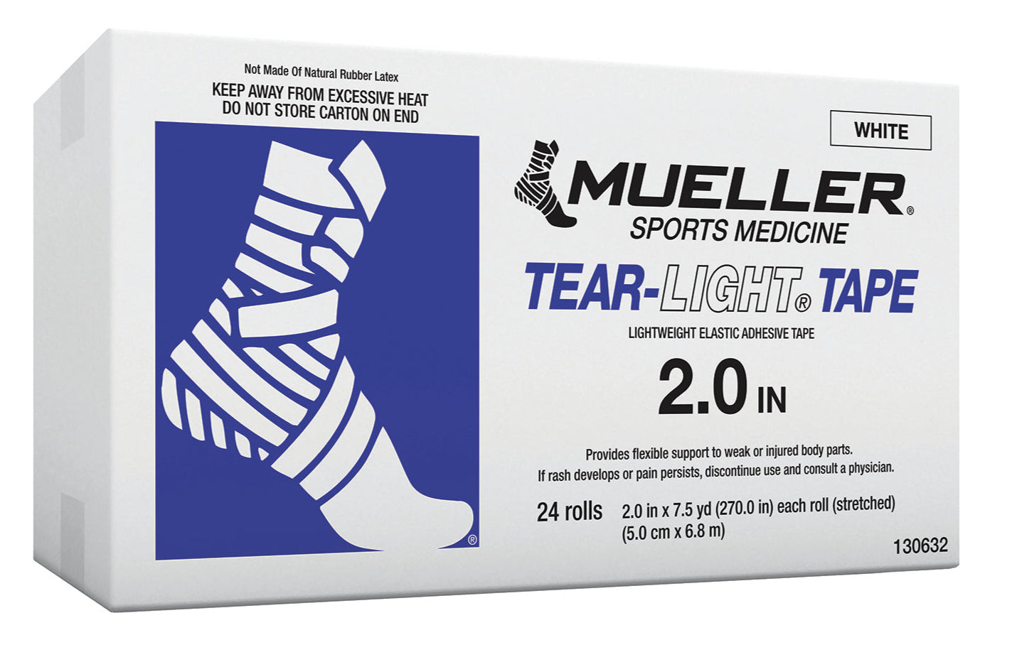 Mueller TEAR Light Tape weiss 5cm x 6.85m, elastisches Krepp-Tape, für Fixierung in der Physiotherapie