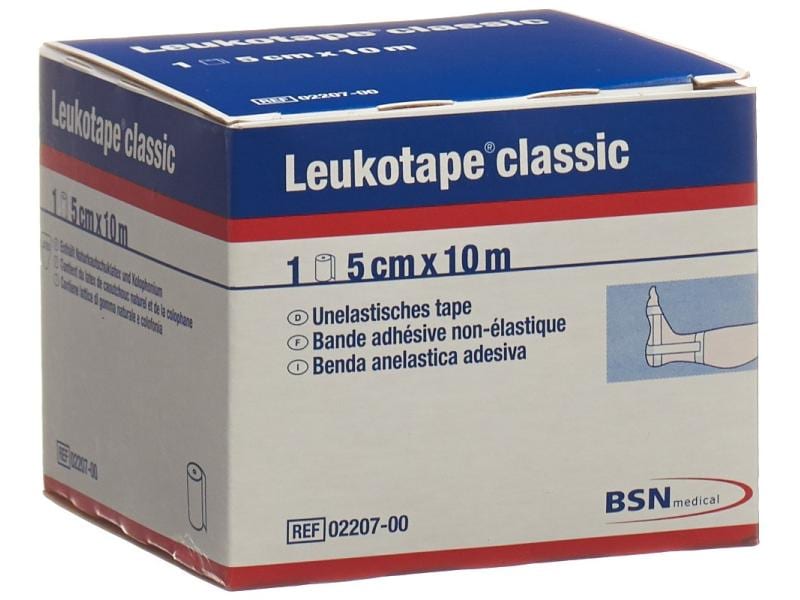 Leukotape Classic Tape, white, non-stretch, 5 cm x 10 m, 1 piece
