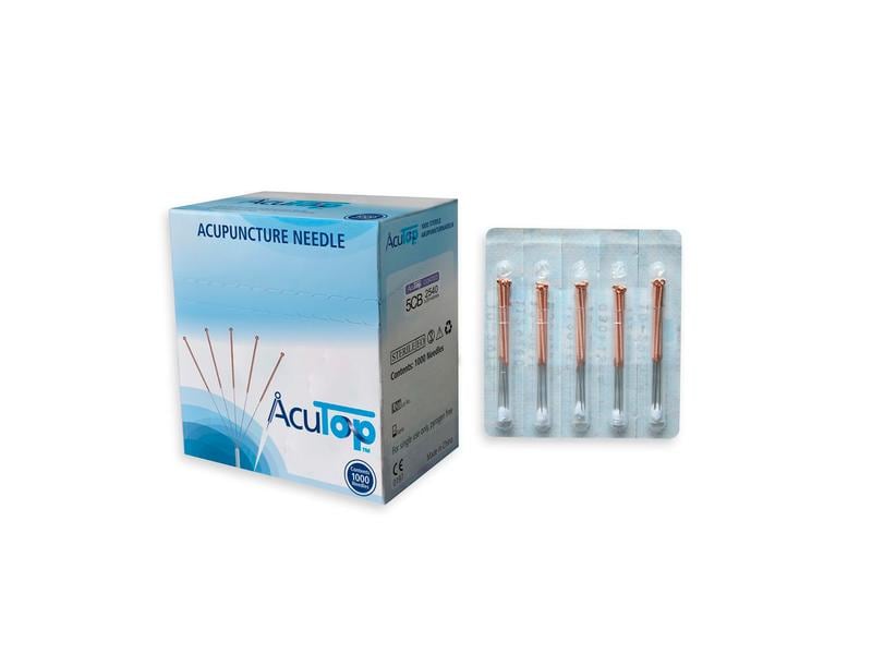 AcuTop Akupunkturnadel Typ 5CB 0.20x15mm, Kupferwendelgriff, für Akupunktur und Elektrostimulation