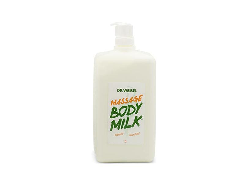 Dr. Weibel Massage Body Milk 1L, Massagemilch mit Kamille und Mandelöl, für Massage und Rehabilitation