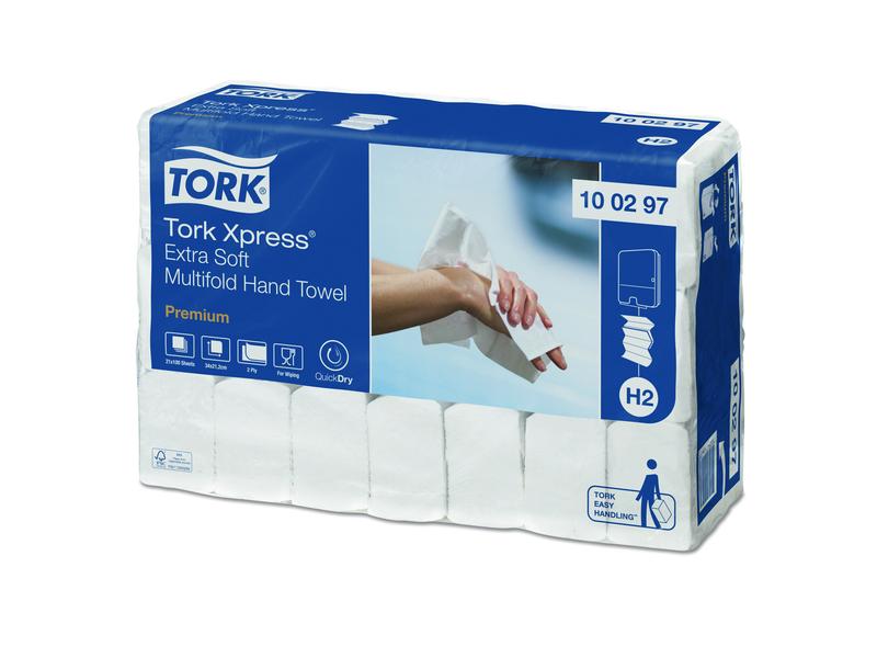 Tork Essuie-mains papier Premium 2 plis, 100 feuilles, 21 pièces