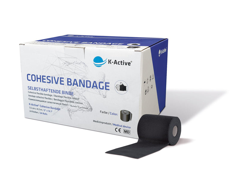 K-Active Cohesive Bandage schwarz 7,5 cm x 4,5 m, 24 Stück