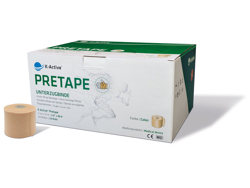 K-Active Pretape beige 7 cm x 27 m, 24 pièces