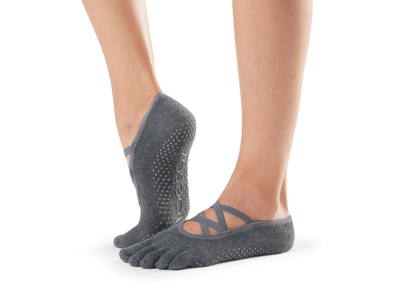 Toesox Toe Socks Grip Full Toe Elle S, Charcoal Grey