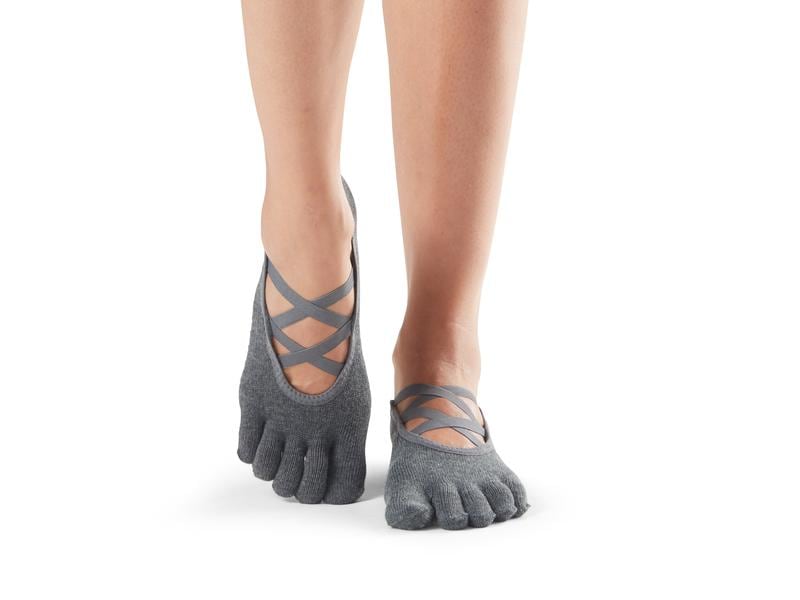 Toesox Toe Socks Grip Full Toe Elle S, Charcoal Grey