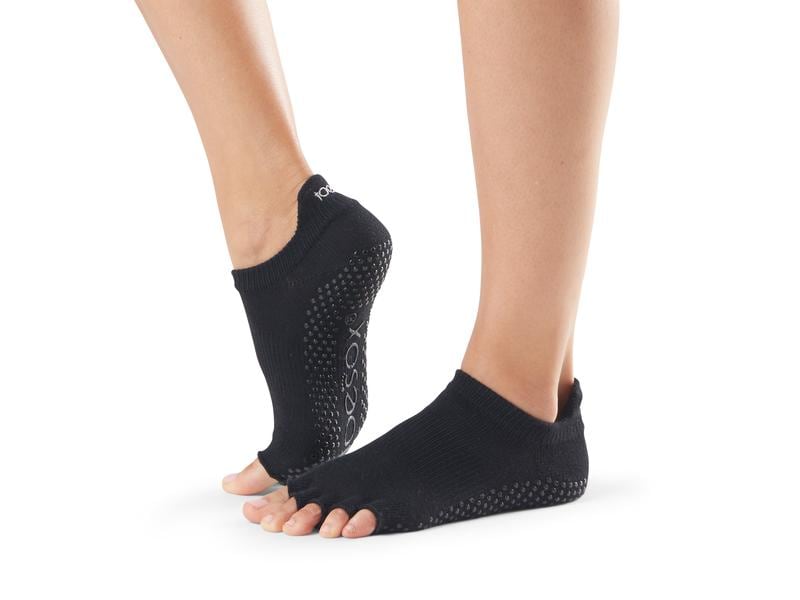 Toesox Open Toe Socks Low Rise Half Toe XS, Black