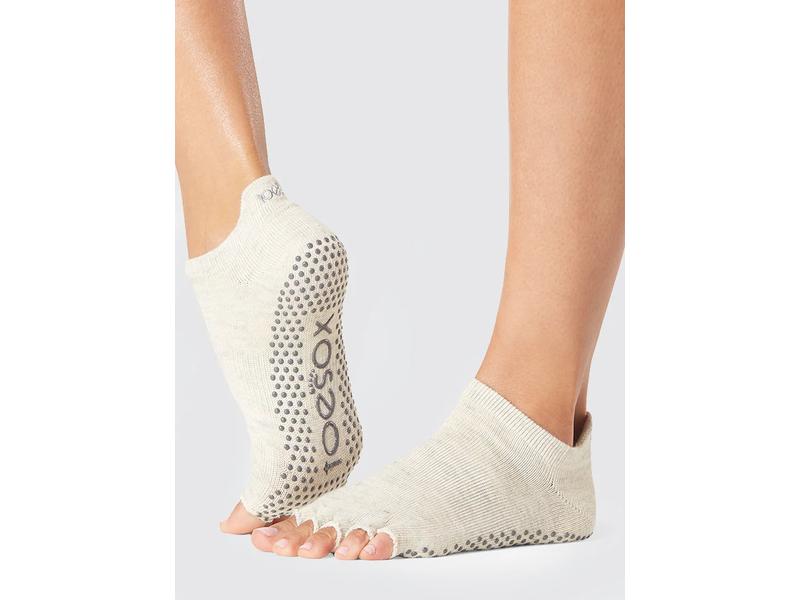 Toesox Offene Zehensocken Low Rise Half Toe M, Oatmeal