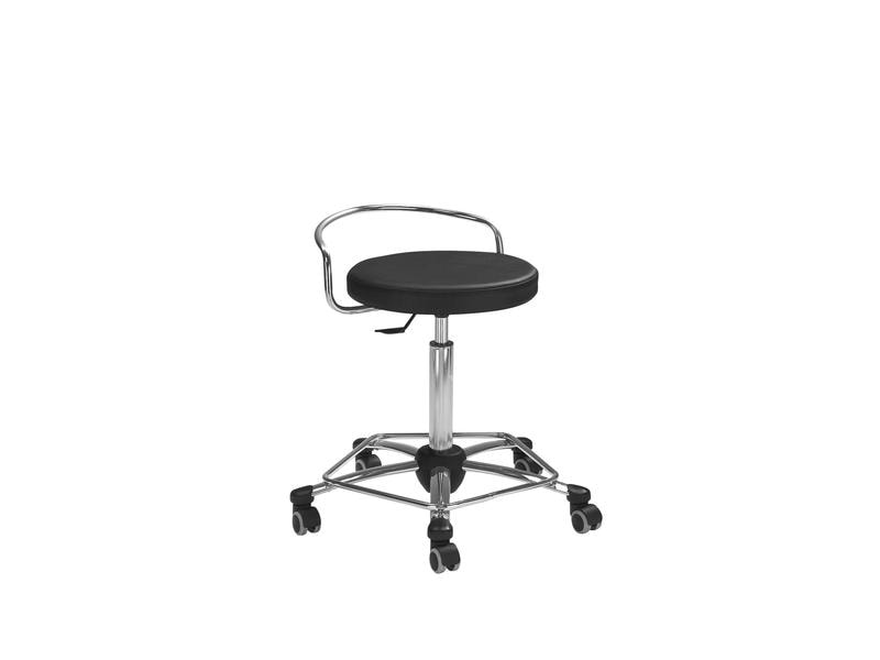 Mayer 1253 Swivel Work Stool, black, seat height 54–74 cm, with backrest