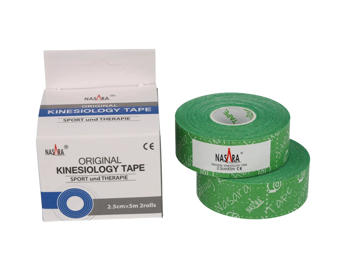Bande kinésiologique NASARA 2,5 cm 5 m - 2 rouleaux verts