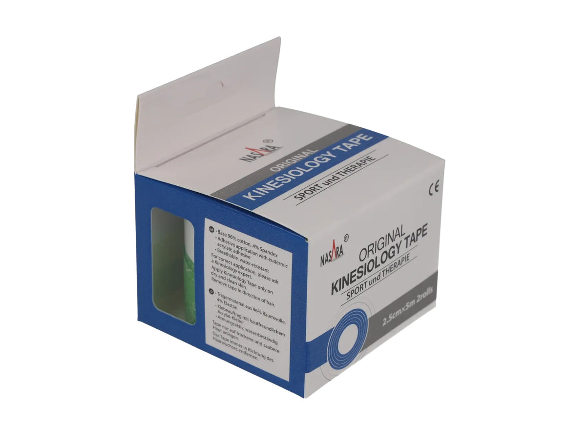 Bande kinésiologique NASARA 2,5 cm 5 m - 2 rouleaux verts