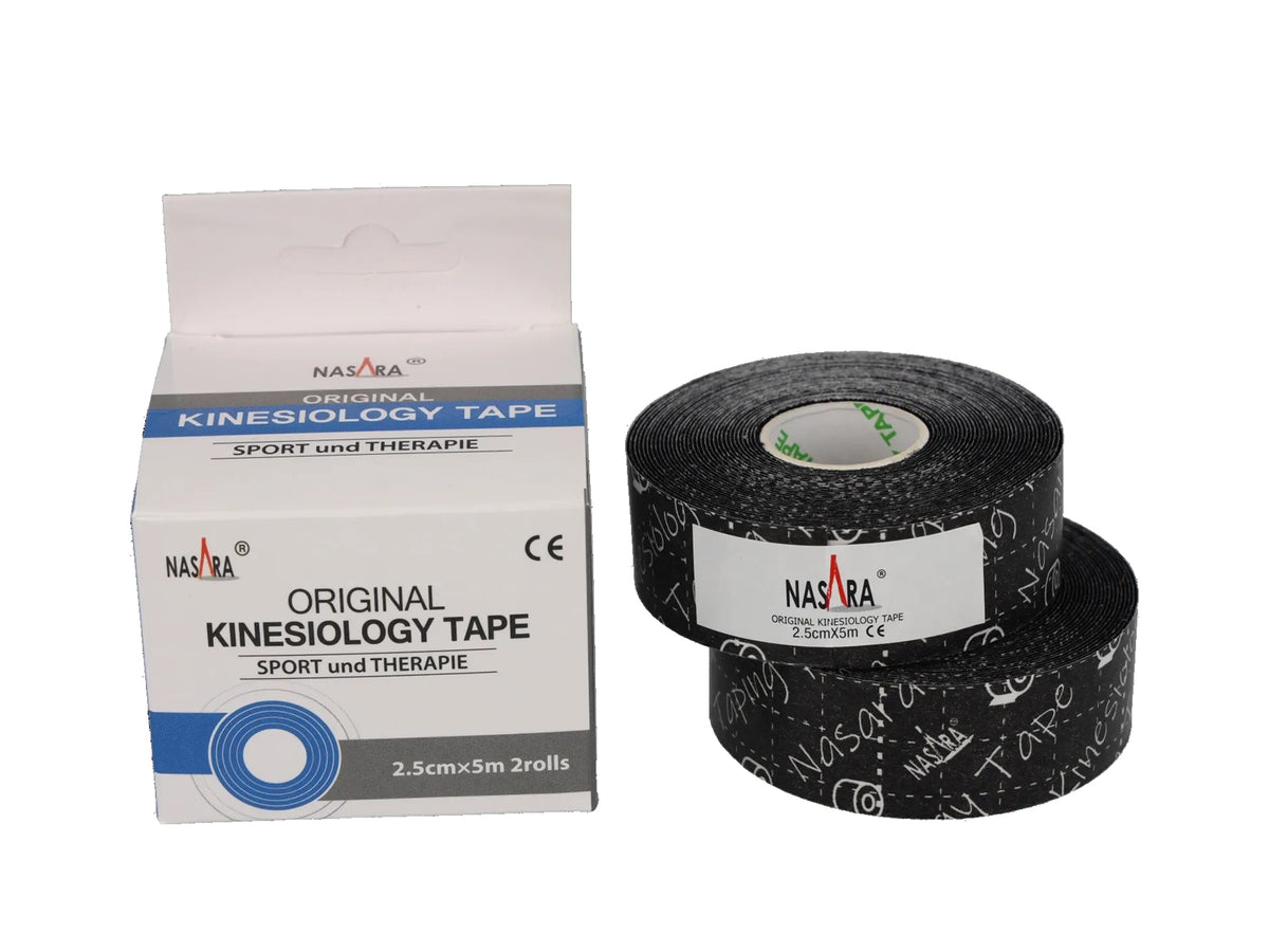 Bande kinésiologique NASARA 2,5 cm 5 m - 2 rouleaux noirs