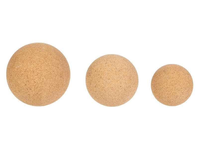 KOOR Faszientraining Ball 3-teilig Kork, Korkoberfläche, für Faszienbehandlung und Verspannungstherapie