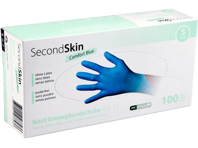 SecondSkin disposable glove Nitrili Comfort Size S, blue, 100 pieces