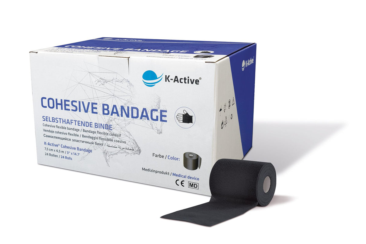 K-Active Cohesive Bandage black 7.5 cm x 4.5 m, 24 pieces