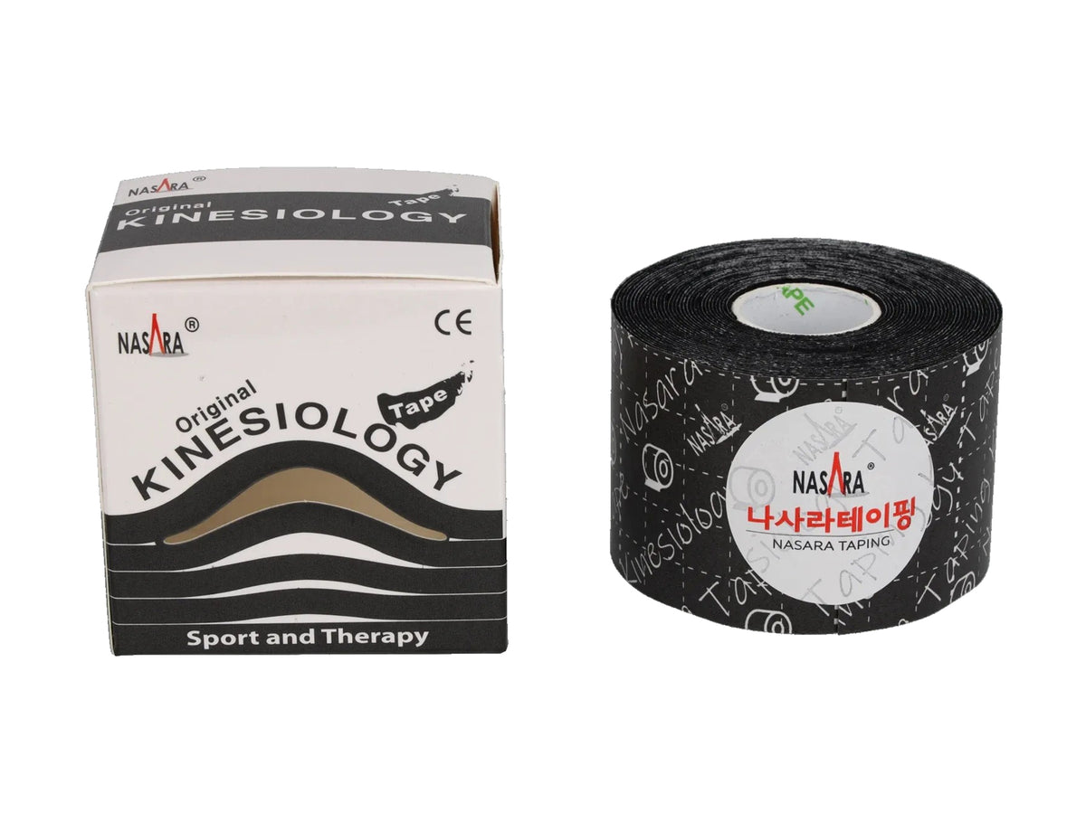 NASARA Kinesiologie Tape, 5 cm x 5 m - 6er Box schwarz