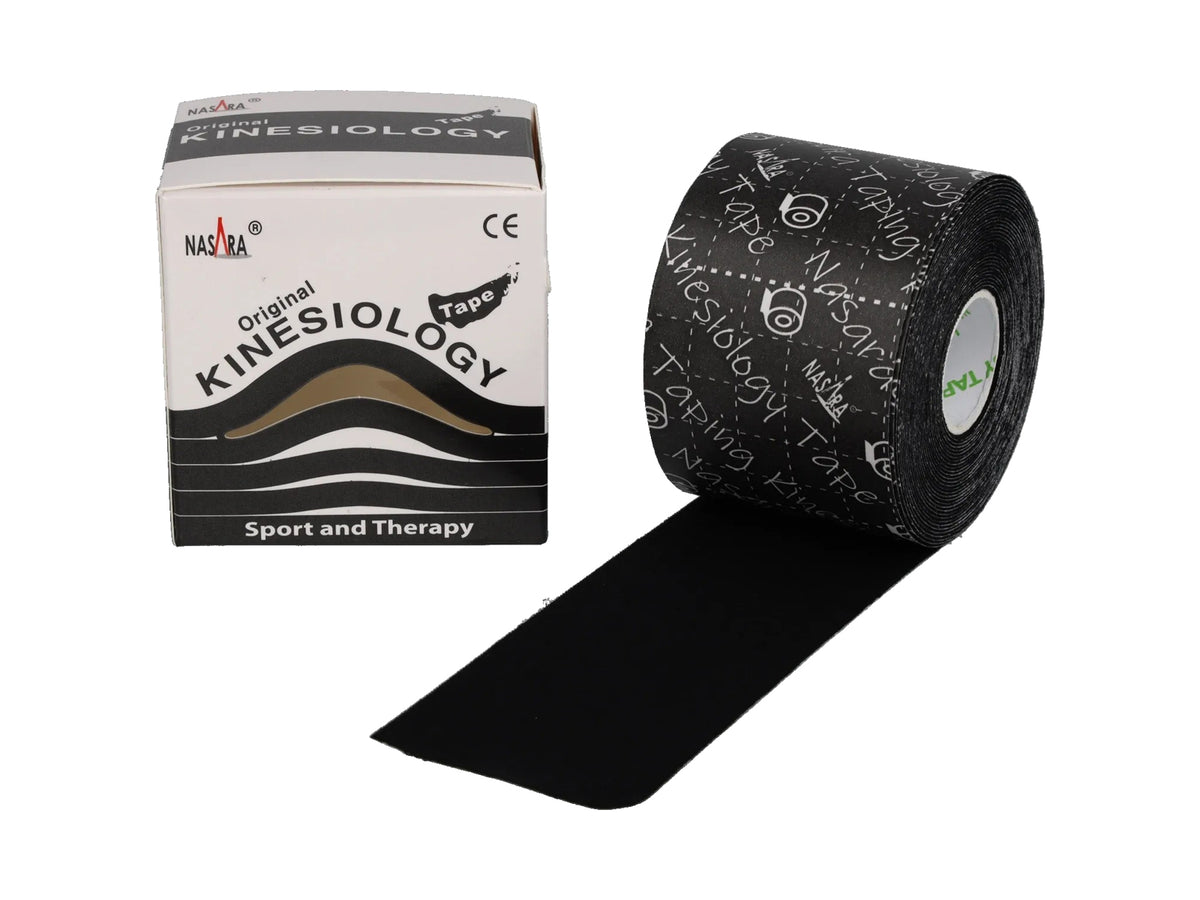 NASARA Kinesiologie Tape, 5 cm x 5 m - 6er Box schwarz