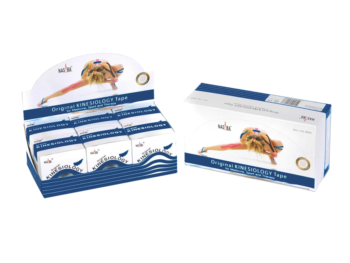 NASARA Kinesiologie Tape, 5 cm x 5 m - 6er Box dunkelblau