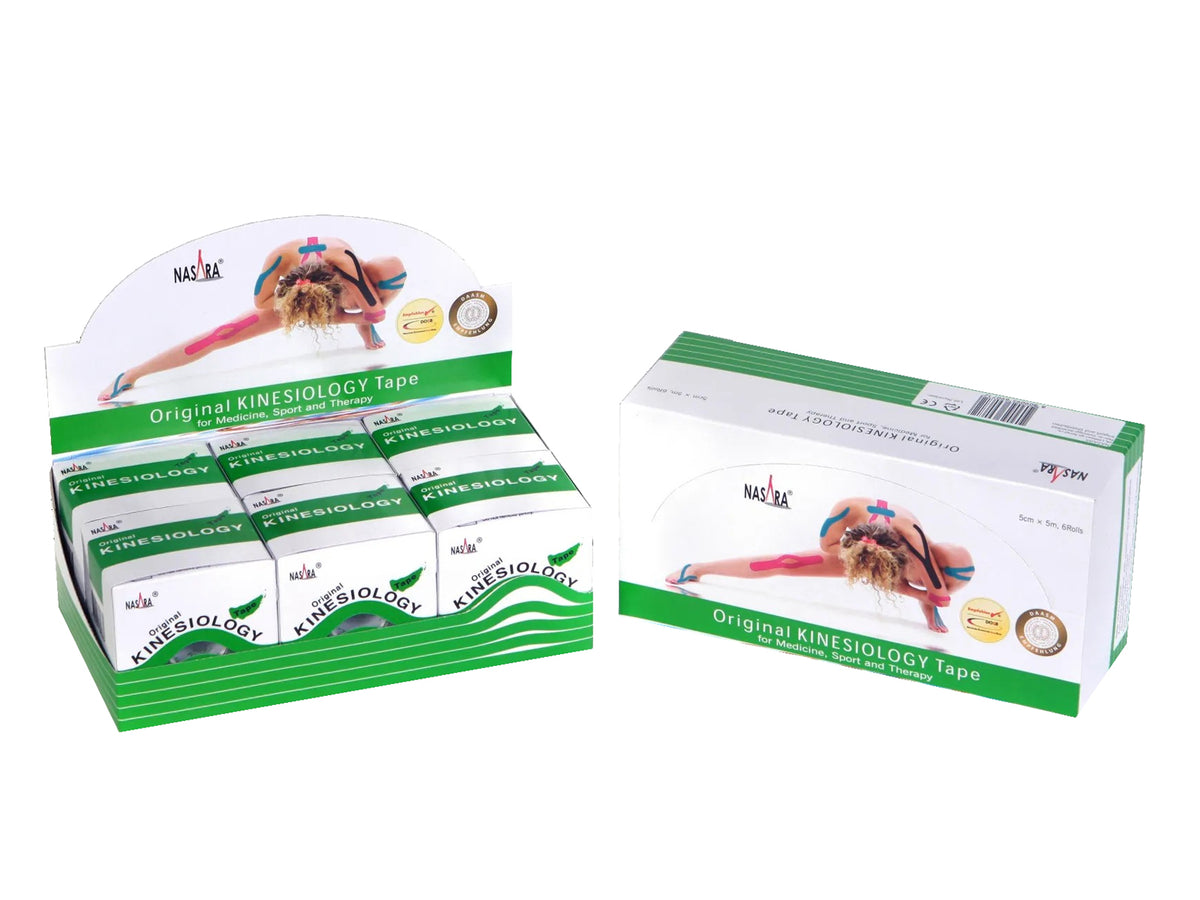 NASARA Kinesiologie Tape, 5 cm x 5 m - 6er Box grün
