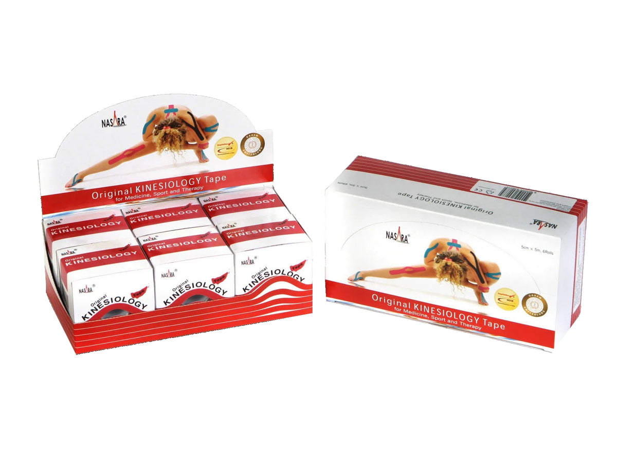 NASARA Kinesiologie Tape, 5 cm x 5 m - 6er Box rot