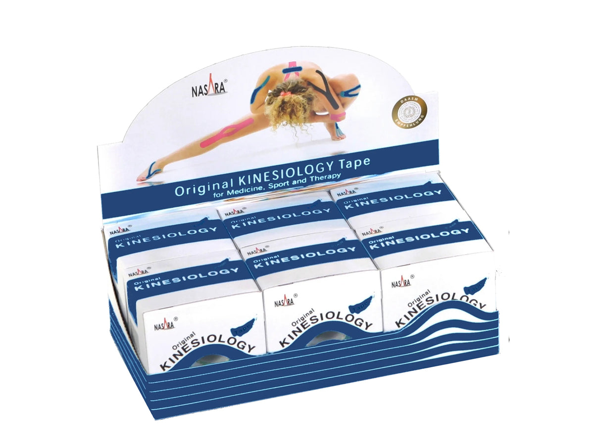 NASARA Kinesiologie Tape, 5 cm x 5 m - 6er Box dunkelblau