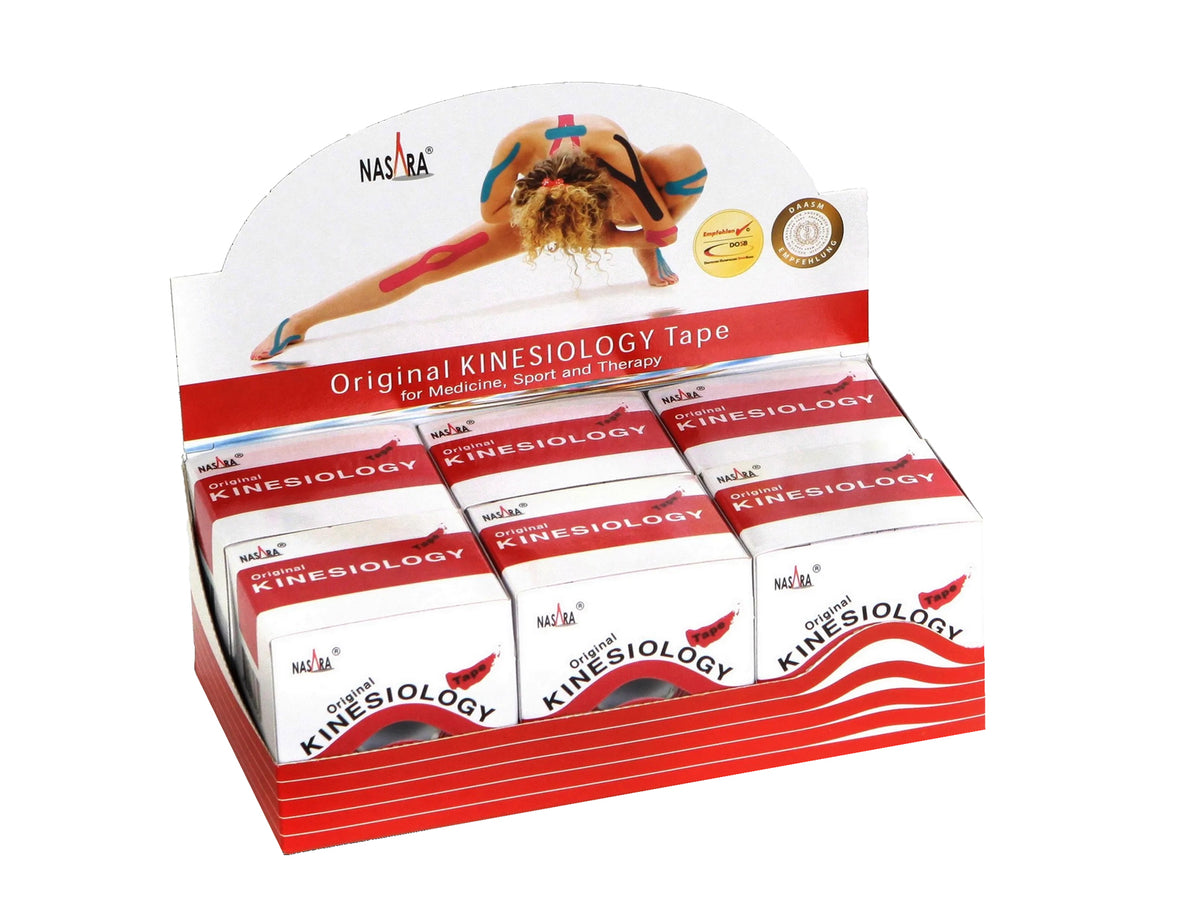 NASARA Kinesiologie Tape, 5 cm x 5 m - 6er Box rot