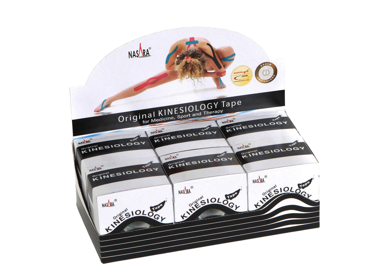 NASARA Kinesiologie Tape, 5 cm x 5 m - 6er Box schwarz