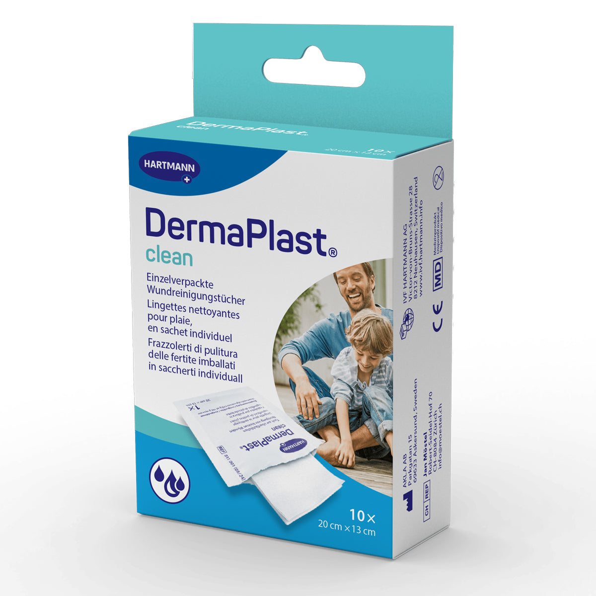 Lingettes nettoyantes pour plaies DermaPlast Clean, 10 pièces