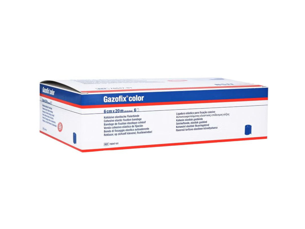 Gazofix Cohesive Elastic Bandage, Blue, 6 cm 20 m, 6 pieces