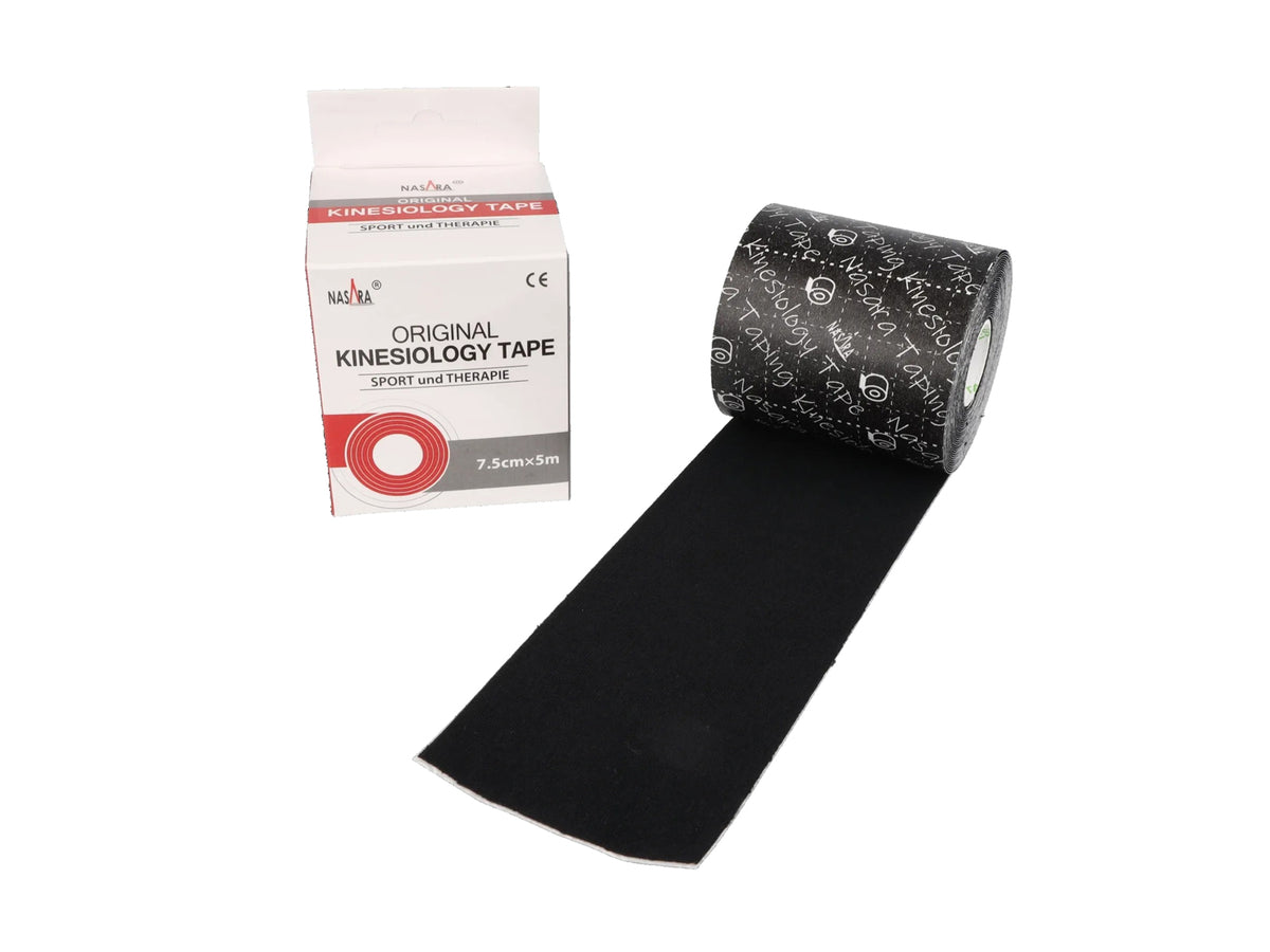 NASARA Kinesio Tape 7,5 cm 5 m, noir