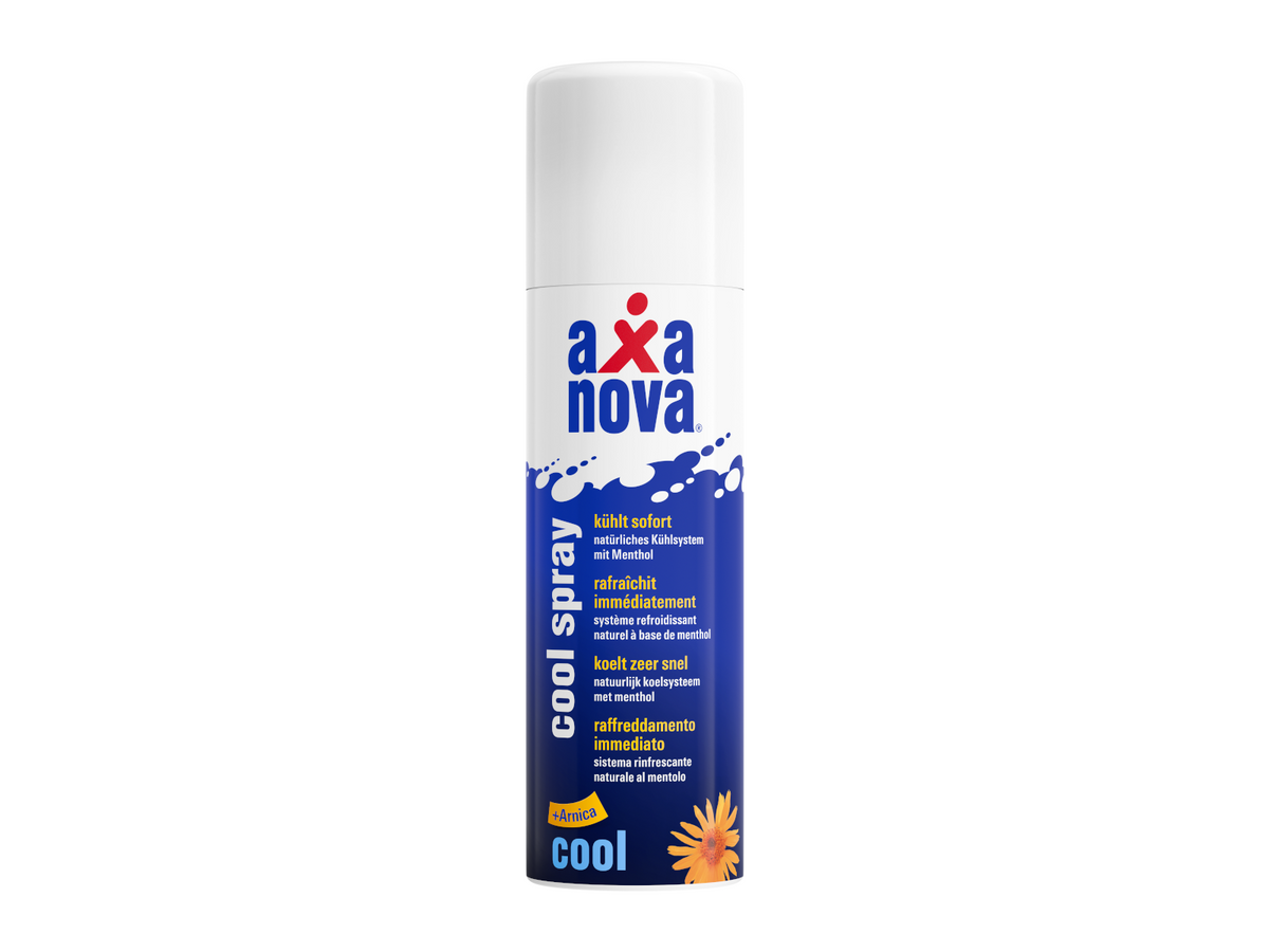 Axanova Cool Spray, bombe aérosol de 200 ml à l'arnica et au menthol, rafraîchissement immédiat pendant le sport et l'activité physique