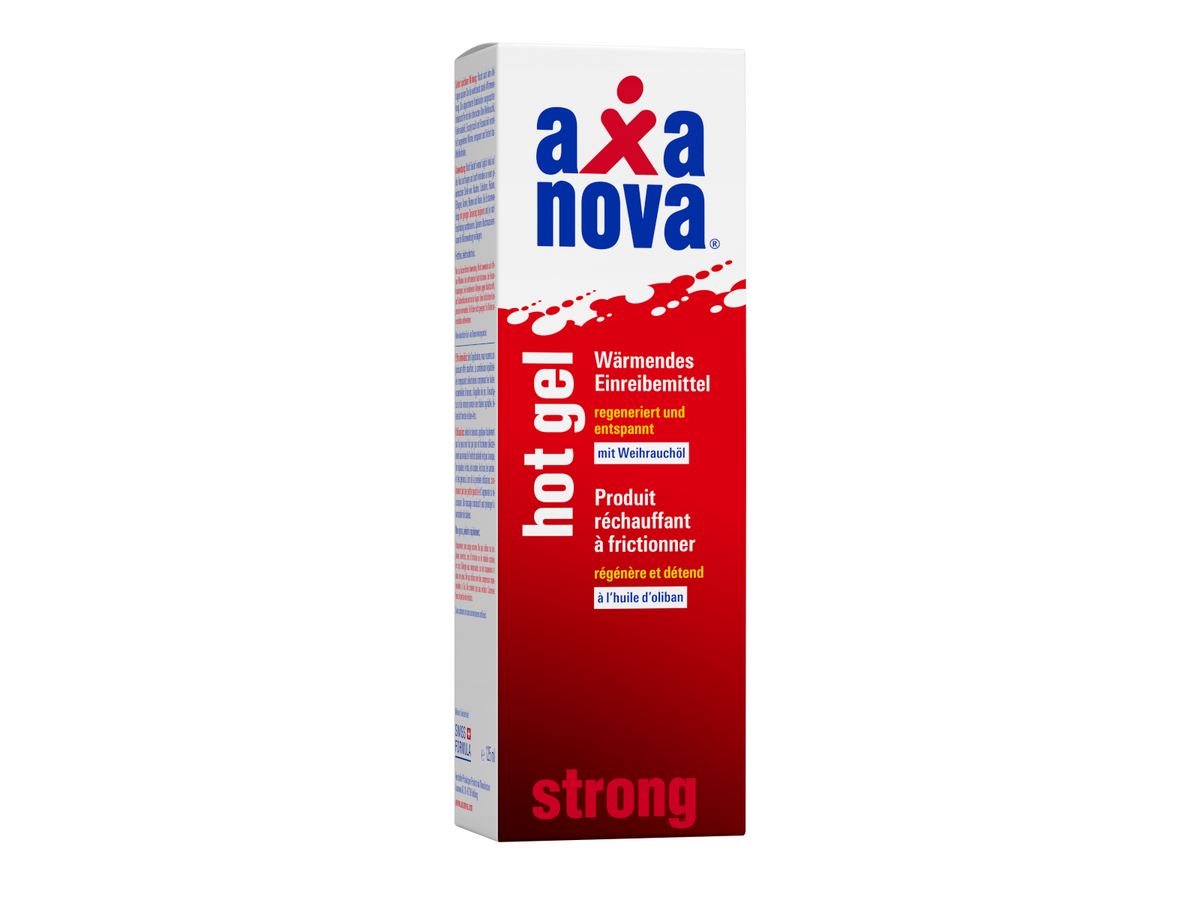 Emballage d'Axanova Hot Gel strong, pommade chauffante à l'huile d'encens, 125 ml