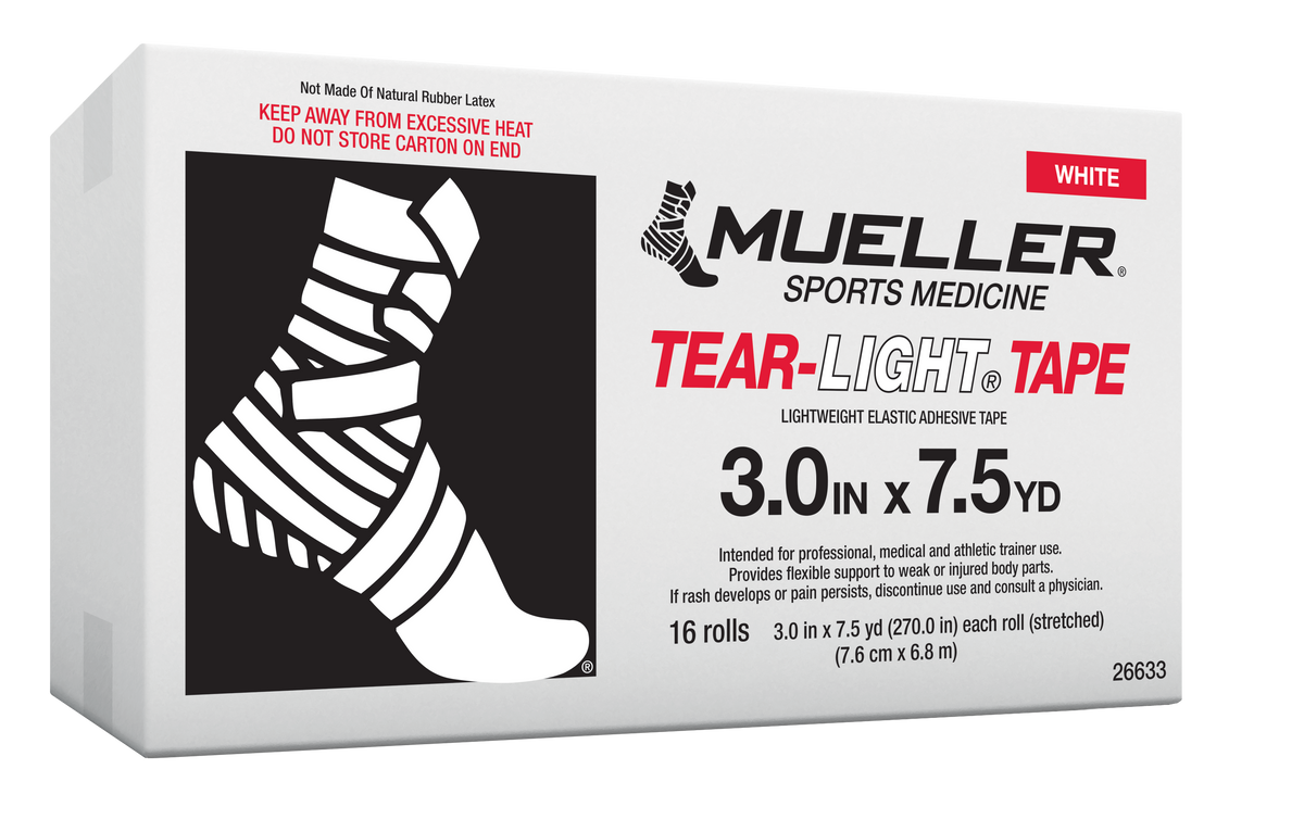 Mueller TEAR Light Tape blanc, 7.5 cm x 6.85 m, 16 pièces