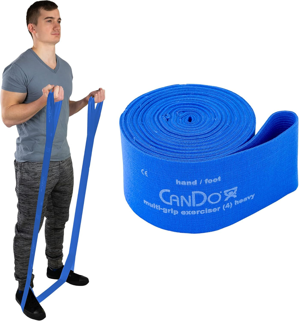 Bande de résistance CanDo Multi-Grip bleue, forte