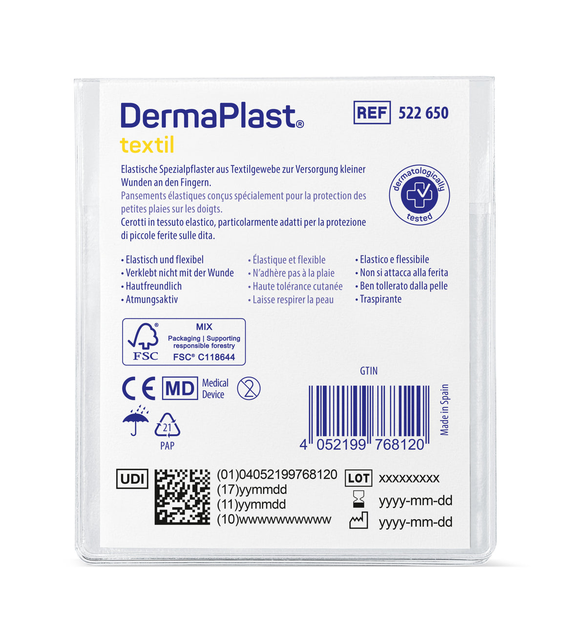 DermaPlast textile finger bandage, 2 x 16cm, 12 pieces