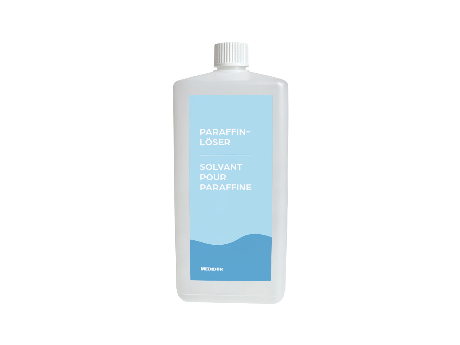 MEDiDOR Paraffin Remover, 1-liter bottle, front view, for removing paraffin residue from fango paraffin devices