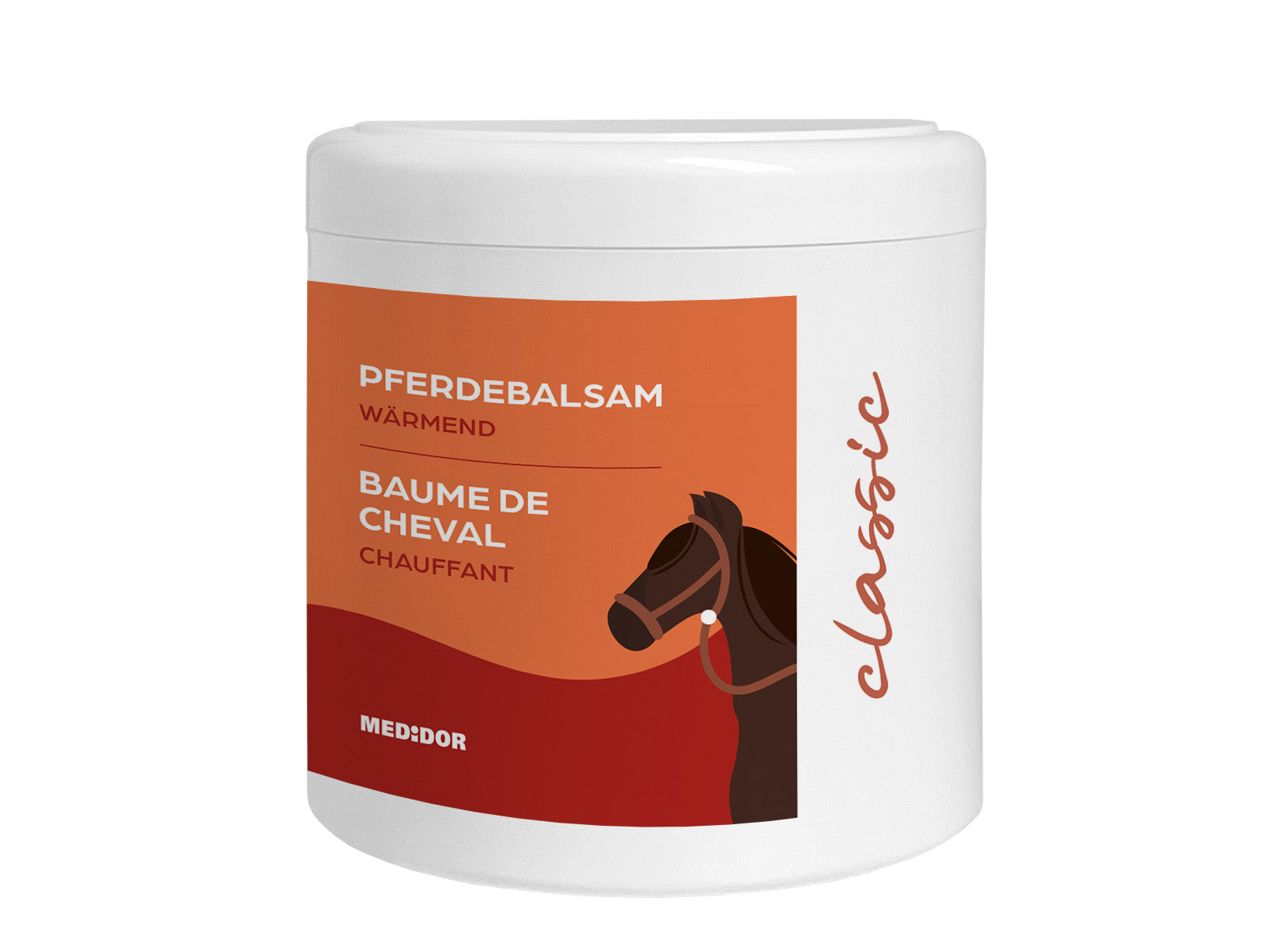 MEDiDOR Pferdebalsam Classic wärmend 500 ml, Dose mit Etikett, für Muskeln und Gelenke