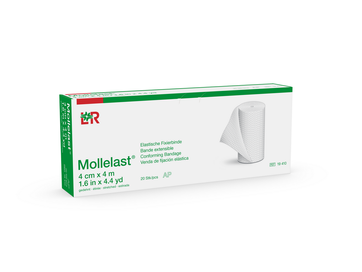 Lohmann Rauscher Mollelast Fixation Bandage 4 cm x 4 m, crosswise stretchable, for and toe bandages