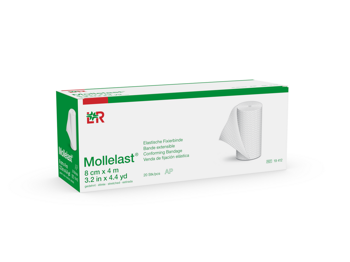 Lohmann Rauscher Mollelast Bandage 8 cm x 4 m, Fixation Bandage for and Rehabilitation