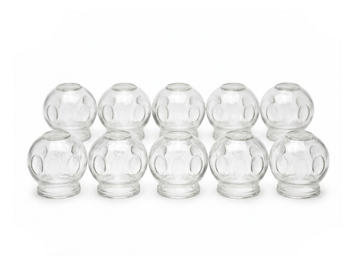 Premium Feuerschröpfgläser Set à 10 Stk. geriffelt XL Ø 6.5 cm