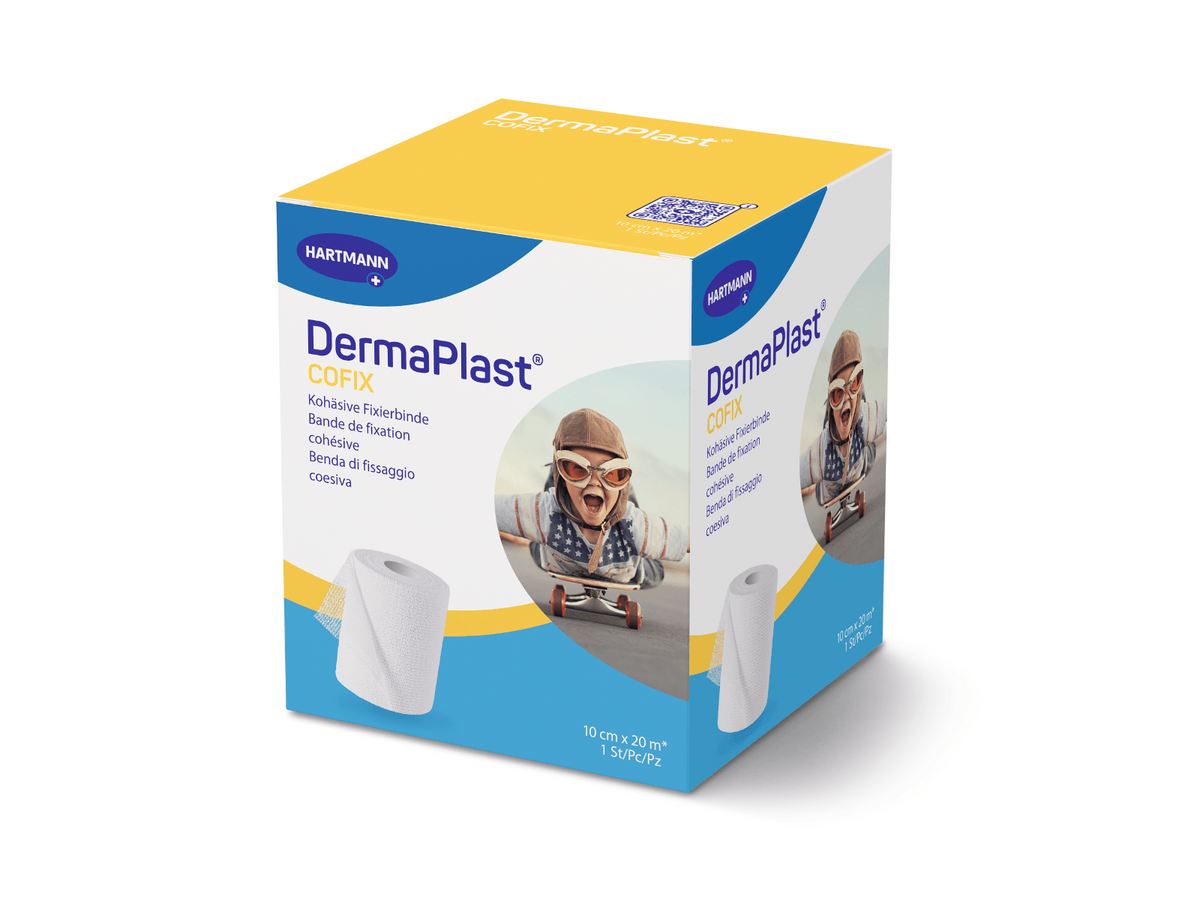 Hartmann DermaPlast Bande de fixation cohésive Cofix 10 cm x 20 m, emballage contenant un rouleau, pour Pansements