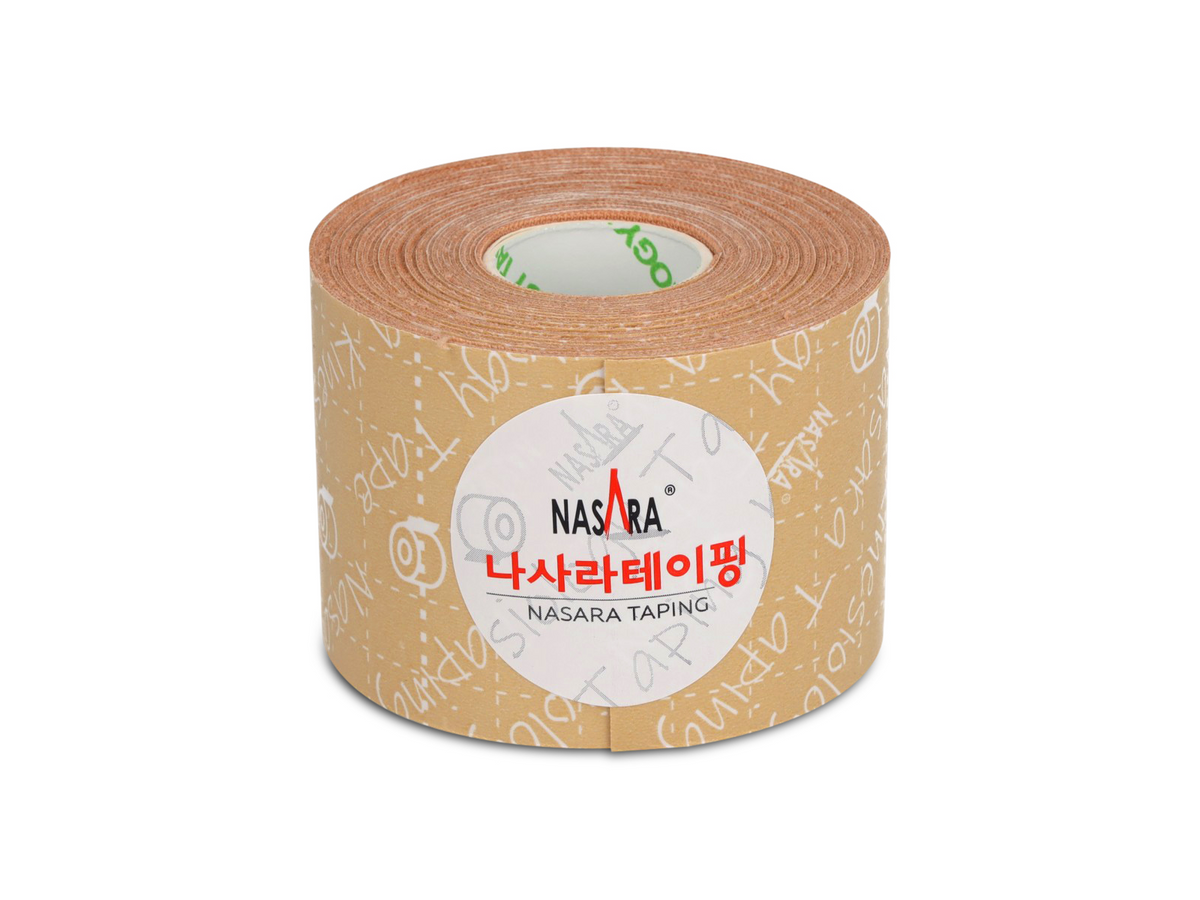 Nasara Kinesiology Tape, beige, roll of 5, cm x 5 m, upright, for Sports and Therapy