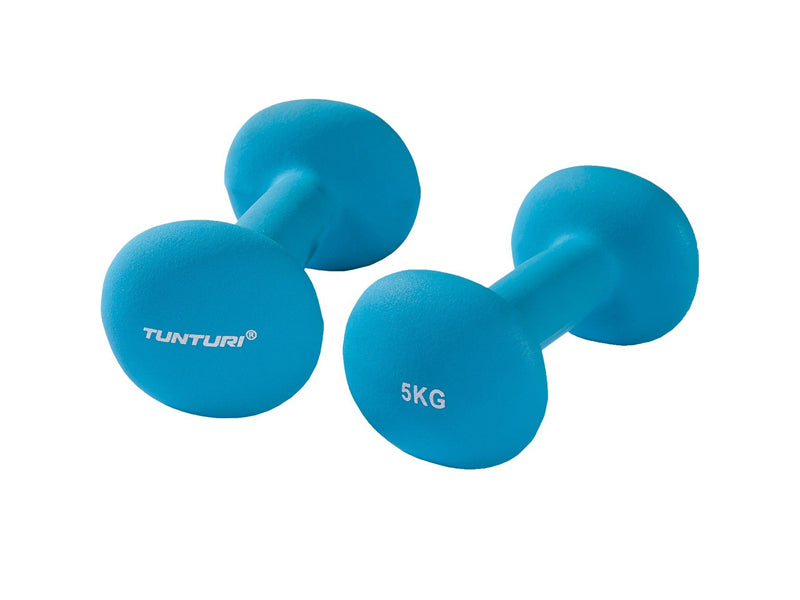 Tunturi neoprene dumbbell set blue, 2 x 5 kg