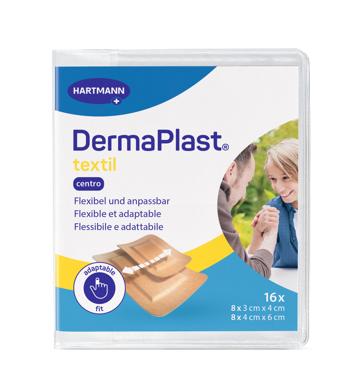 DermaPlast Pansement Textile Centro, 2 tailles, 16 pièces