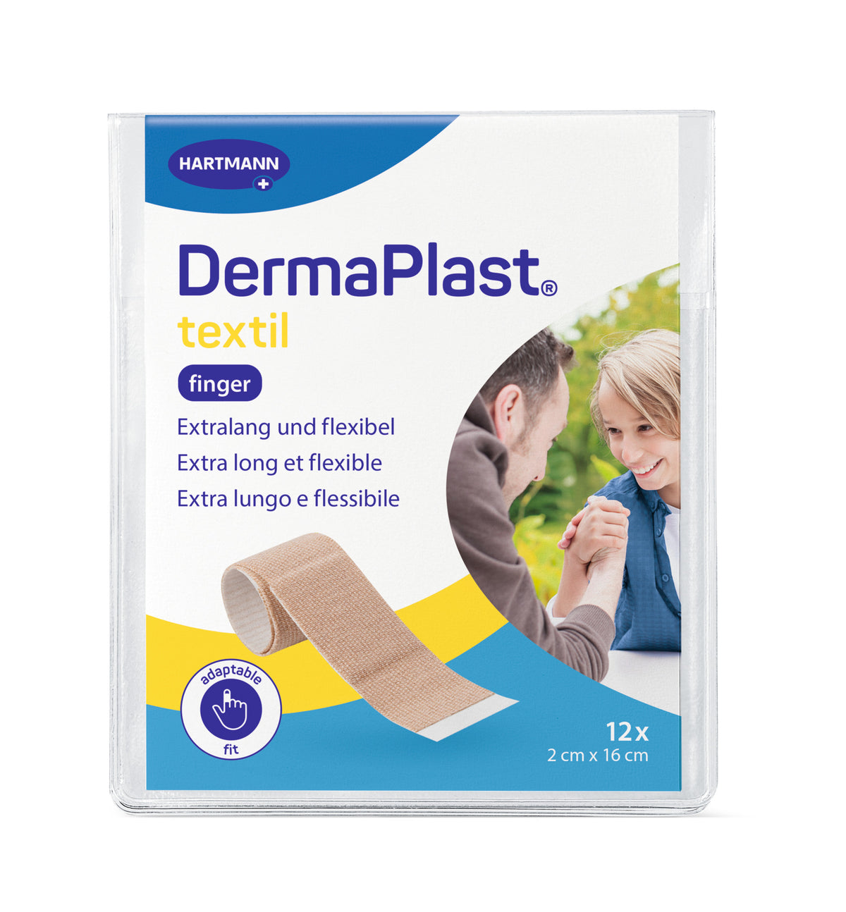 DermaPlast textile finger bandage, 2 x 16cm, 12 pieces