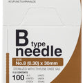 Seirin B-Type No. 8, 0.30 x 30 mm, brown, 100 pieces