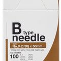 Seirin B-Type No. 8, 0.30 x 50 mm, brown, 100 pieces